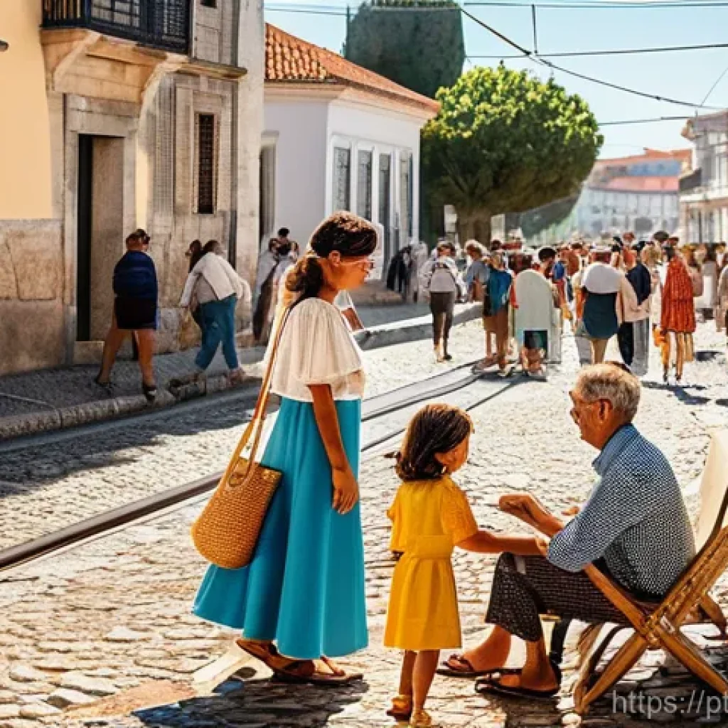 휴대용 선풍기 사용법 - **"Portuguese Summer Refreshment Journey"**
    A vibrant, sun-drenched scene depicting various port...