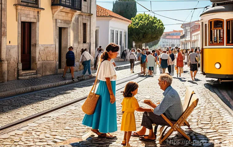 휴대용 선풍기 사용법 - **"Portuguese Summer Refreshment Journey"**
    A vibrant, sun-drenched scene depicting various port...