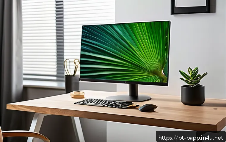외장 모니터 활용 팁 - A modern, ergonomic home office setup featuring a 24-inch IPS monitor with vivid color accuracy and ...